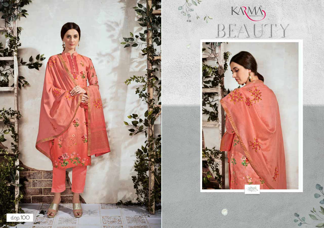 Karma Zebaish Vol 1 Cotton Satin With Embroidery Suit Karma Zebaish Vol 1 Cotton Satin With Embroidery Suit